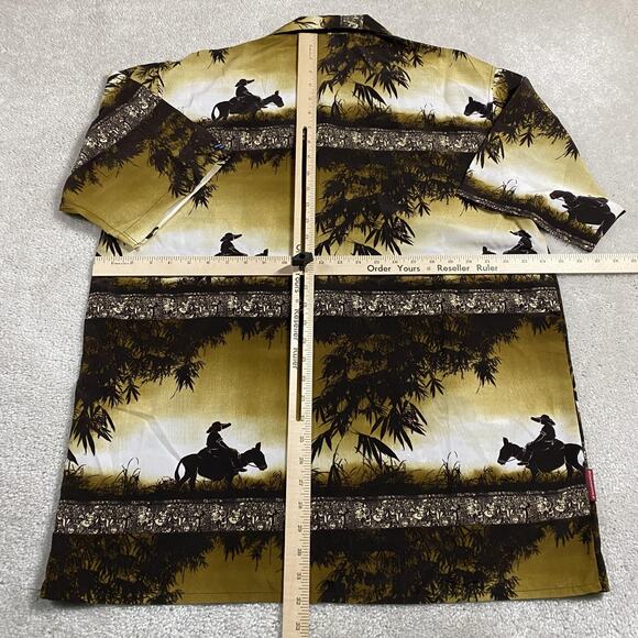 Y2K Southpole Shirt Mens L Brown Western Cowboy Print Button Front Short Sleeve - Picture 4 of 7